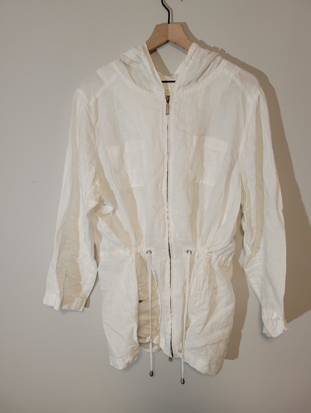 100% Linen Utility Hoodie Jacket
